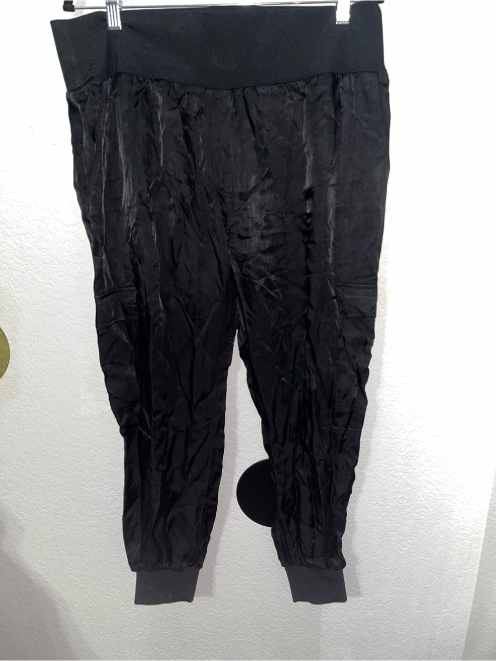 Cinq A Sept Giles Black Cupro Cargo Pants Joggers-Large